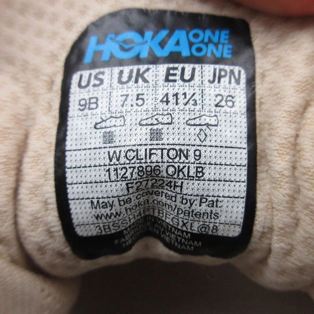 Hoka One One Sneakers Womens Size 9 B US Beige Blue Clifton 9 Shoes Trainers